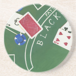 Spiel von Blackjack mit Chips durch Chariklia Getränkeuntersetzer