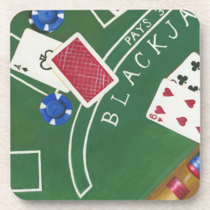 Spiel von Blackjack mit Chips durch Chariklia Untersetzer