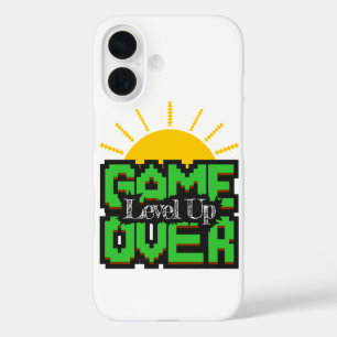 Spiel vorbei, belebte Retro-Spiele mit, Levelaufst iPhone 16 Hülle