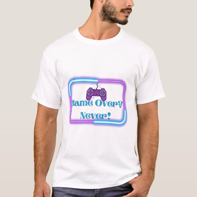Spiel vorbei? Nie! - Retro Neon Gaming T-Shirt (Vorderseite)