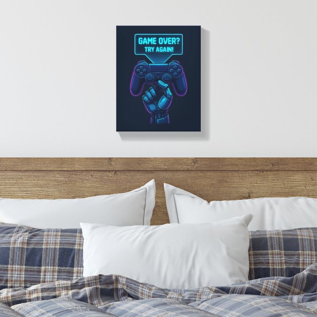 Spiel vorbei? Nochmal versuchen! - Futuristische G Leinwanddruck (Insitu (Schlafzimmer))