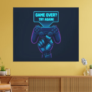 Spiel vorbei? Nochmal versuchen! Futuristische Gam Leinwanddruck