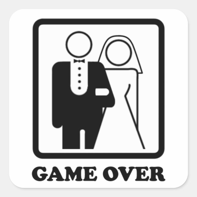 Spiel vorbei quadratischer aufkleber (Vorderseite)