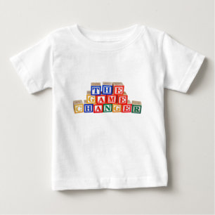 Spiel-Wechsler-Gebäude-Blockschrift Baby T-shirt