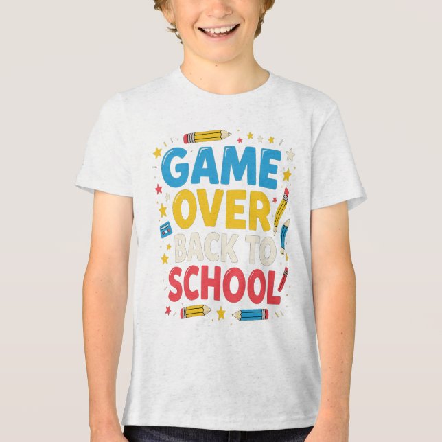 Spiel zurück zur Schule Funny Lehrer Student Tri-Blend Shirt (Vorderseite)
