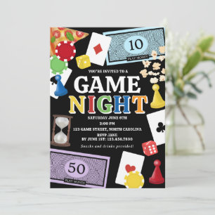 Spielabend Brettspiele Snacks Party Einladung
