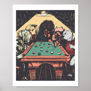 Spielabend Hunde auf Billard Billard Billard Billa Poster