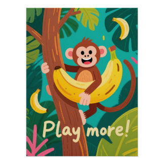 Spielaffen-Bananen-Zitat Ar Poster