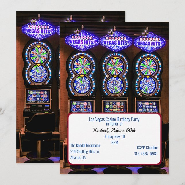 Spielautomaten Casino Geburtstagsparty Einladung (Vorne/Hinten)