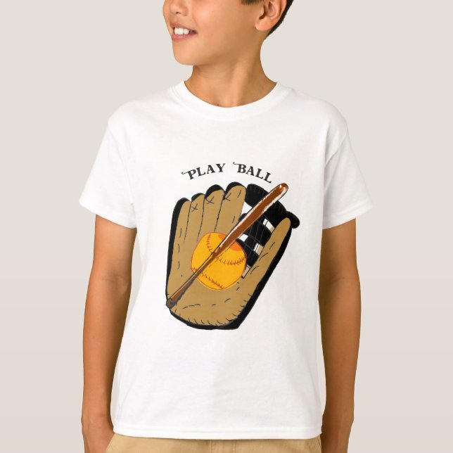 Spielball mit Handschuh und Bat für Jungen T-Shirt (Vorderseite)