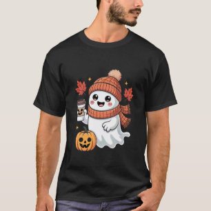 Spielbarer Geist trinkt Kaffee Halloween-Design He T-Shirt