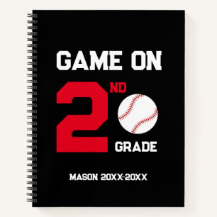 Spielbeginn Baseball zum Zurück in die Schule, Sch Notizbuch