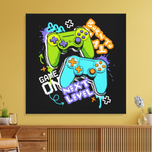 Spielcontroller Graffiti Gaming Born To Play Leinwanddruck