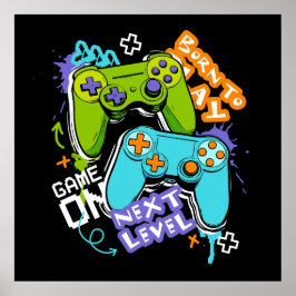 Spielcontroller Graffiti  Gaming Born To Play  Poster