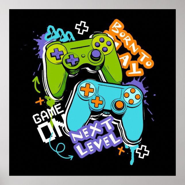 Spielcontroller Graffiti  Gaming Born To Play  Poster (Vorne)