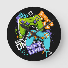 Spielcontroller Graffiti  Gaming Born To Play  Runde Wanduhr