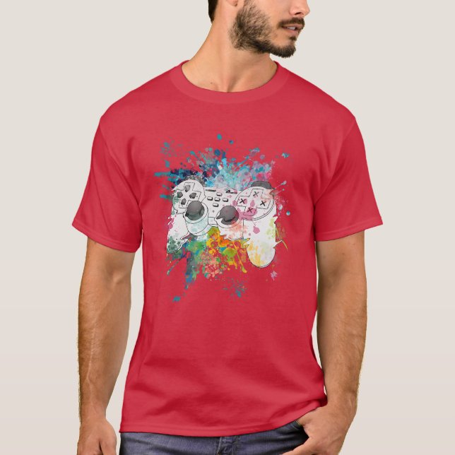 Spielcontroller mit farbenfrohen Farben Geschenk S T-Shirt (Vorderseite)