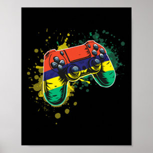 Spielcontroller mit Flagge von Mauritius Poster