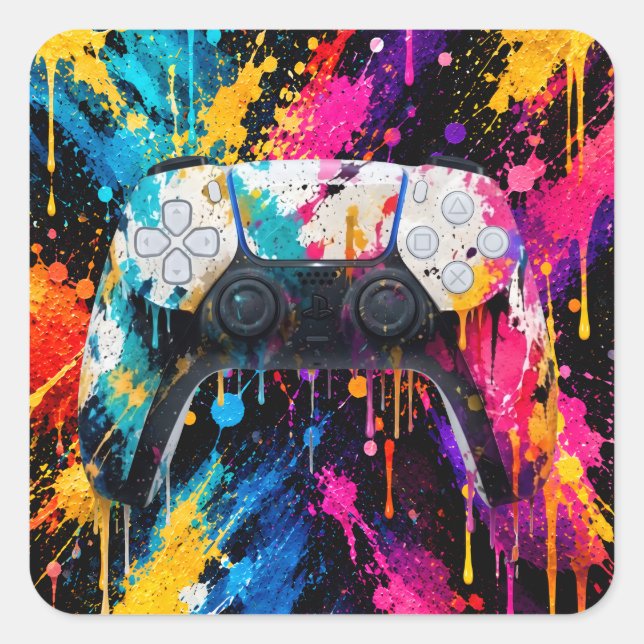 Spielcontroller Quadratischer Aufkleber (Vorderseite)