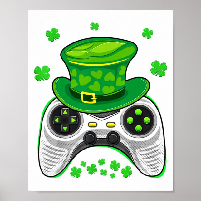 Spielcontroller Shamrock Gamer St. Patricks Day Ga Poster (Vorne)