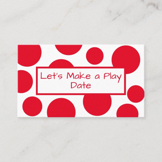 Spieldatum Red Polka Dot Business Card des Kindes Visitenkarte (Vorderseite)