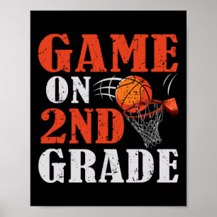 Spiele auf der zweiten Stufe des Basketballs Zurüc Poster
