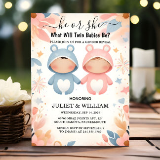 Spiele Oh Baby Joint Dual Twin Gender Reveal Einladung