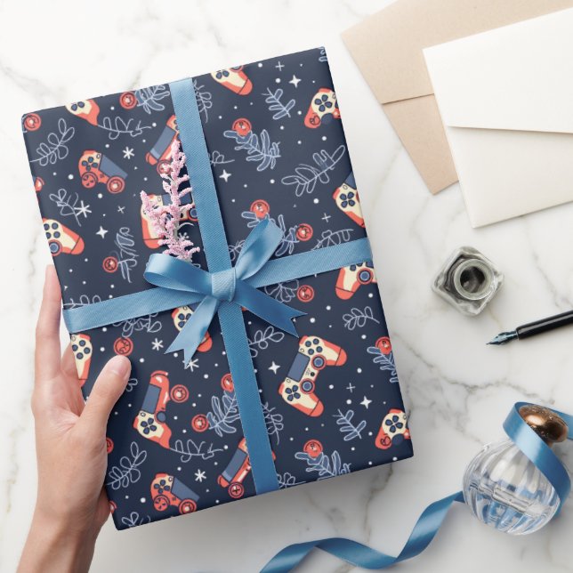 Spiele und Spiele Themed Blue Weihnachten Geschenkpapier (Schenken)