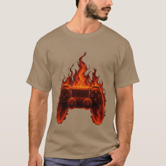 Spielecontroller in Flammen Gamer Konsole Spieleli T-Shirt