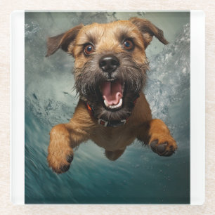 Spielefreudiger Hund Schwimmt Unterwasser Design Glasuntersetzer