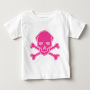 Spielefreudiger Rosa Totenkopf Babykleidung Baby T-shirt