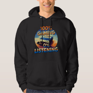 Spielen 0% Hören Funny Gamer Retro Style Gaming Hoodie