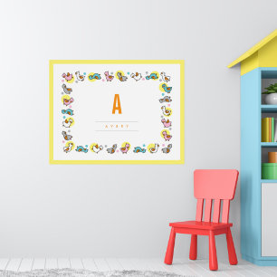 Spielen­de Baby­enten Kinder­monogramm Kinderzimme Poster
