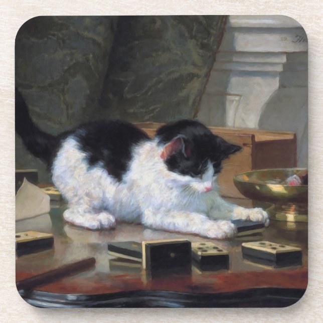 Spielen des Kätzchens durch Henriëtte Ronner-Knip Getränkeuntersetzer (Vorderseite)