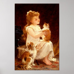 Spielen mit Kitten - Drucken Poster