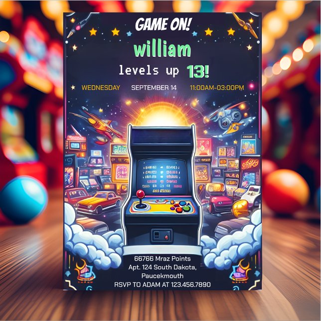 Spielen Sie Junge Coole Kinder Gaming Level Up 13. Einladung (Von Creator hochgeladen)