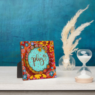 Spielen Sie Whimsical Fun Niedliche Blumeninspiriv Fotoplatte