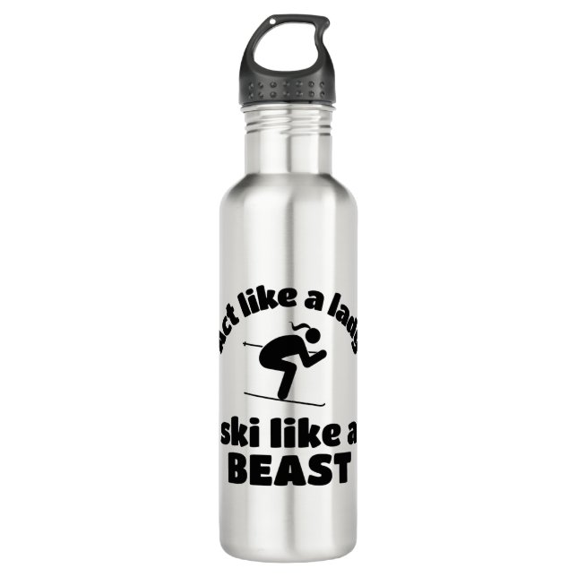 Spielen Sie wie eine Dame wie ein Beskifahren (450 Edelstahlflasche (Vorderseite)