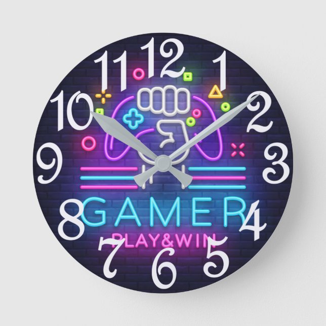 Spielen und gewinnen runde wanduhr (Vorderseite)