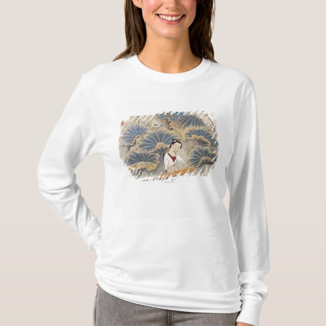 Spielen von Musik durch Lotus-Teich T-Shirt (Vorderseite)