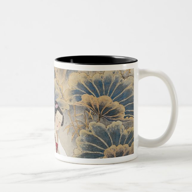 Spielen von Musik durch Lotus-Teich Zweifarbige Tasse (Rechts)