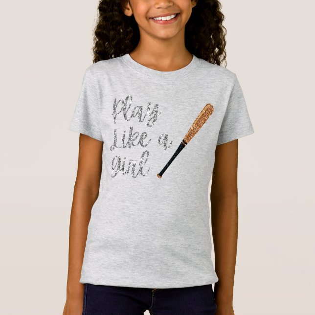 Spielen wie ein Baseball-Glitzer für Mädchen T-Shirt (Vorderseite)