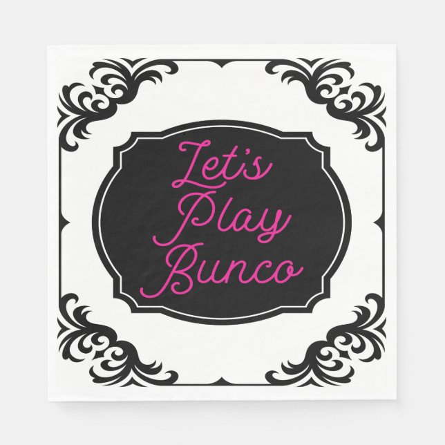 Spielen wir Bunco Fun Pink Black Elegant Serviette (Vorderseite)