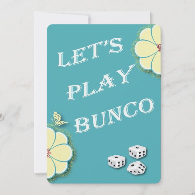 Spielen wir Bunco-Gelbe Frühlingsblumen Einladung (Vorderseite)