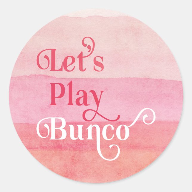 Spielen wir Bunco Pink Modern Runder Aufkleber (Vorderseite)