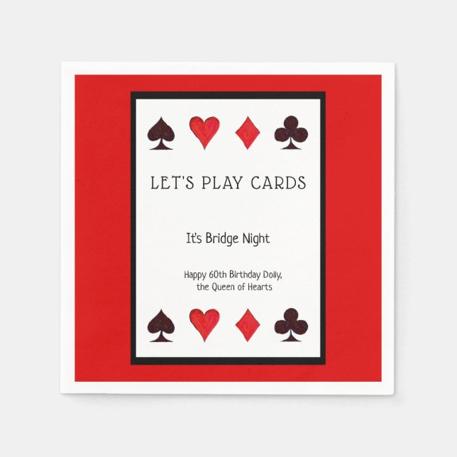 Spielen wir Cards Party Cocktail Napkins - Geburts Serviette (Vorderseite)