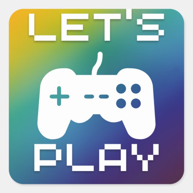 Spielen wir das blaue Gelbe Quadrat-Gaming Quadratischer Aufkleber (Vorderseite)
