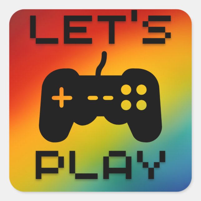 Spielen wir Spielcontroller mit rotem Gelb Blau Quadratischer Aufkleber (Vorderseite)