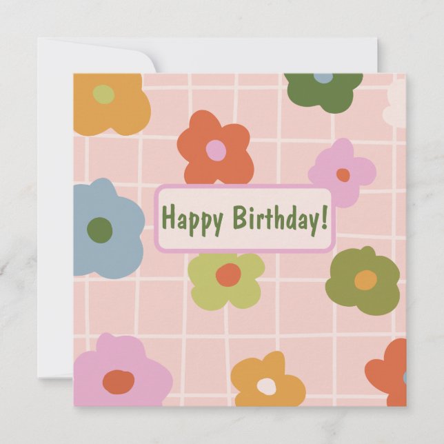 Spielend kariert mit Gänseblümchen (Vorderseite)