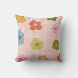 Spielend kariert mit Gänseblümchen Kissen